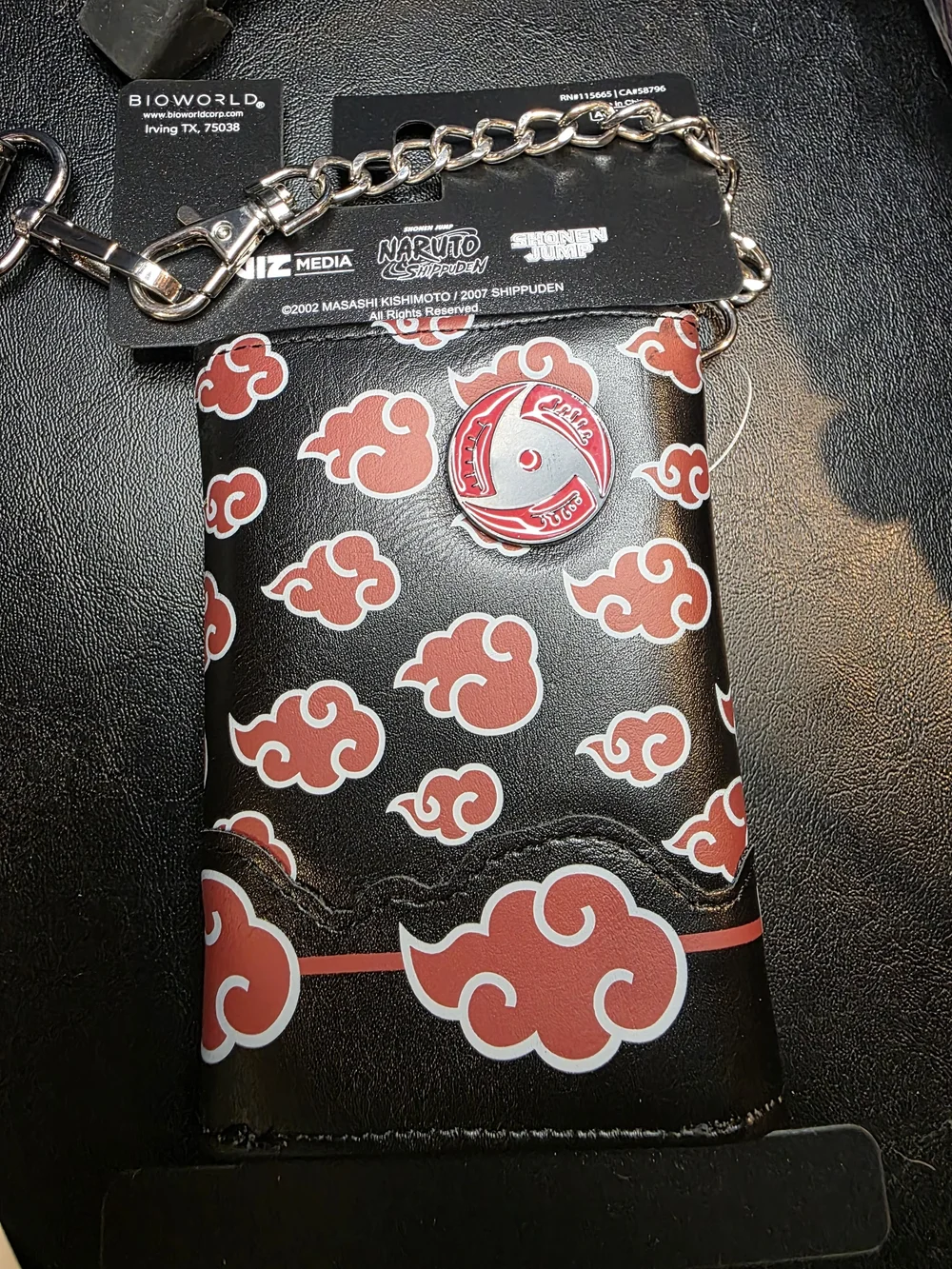Bioworld Naruto Akatsuki Black and Red Wallet with Chain